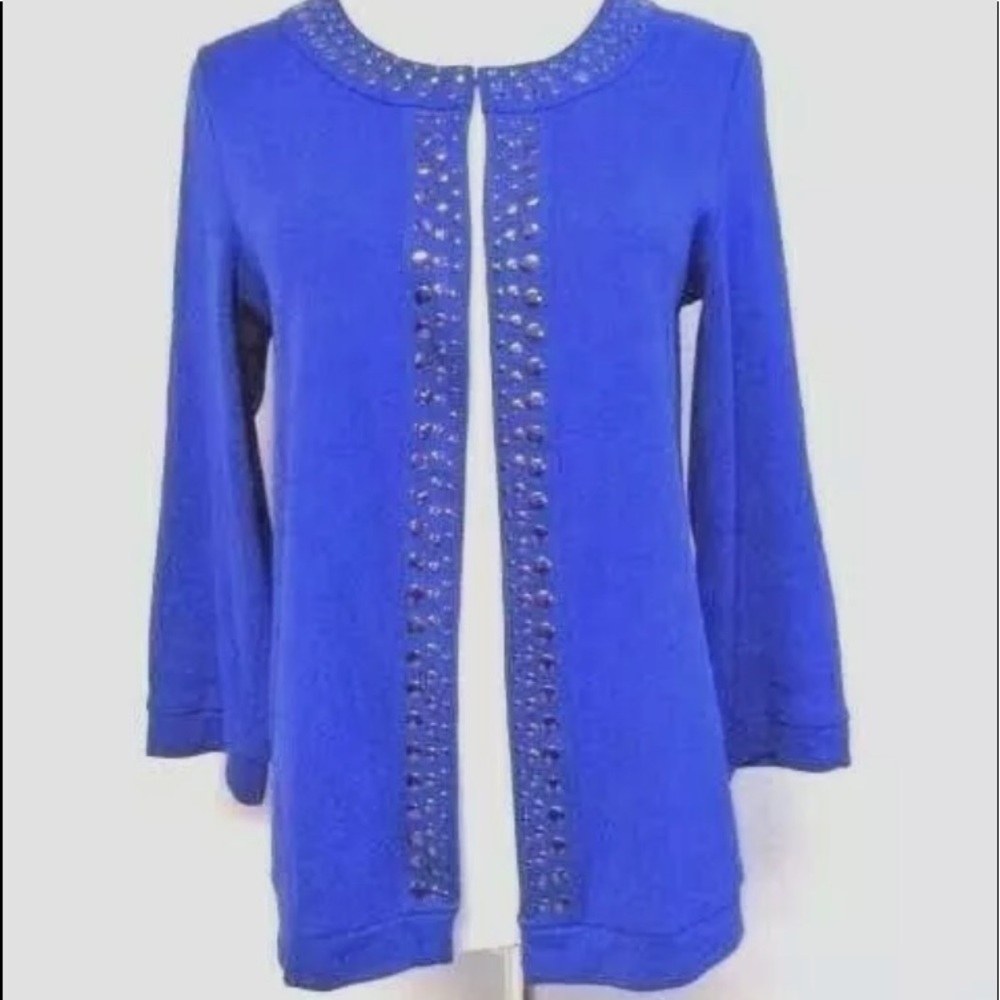 Rafaella, PM, sapphire,  studded cardigan